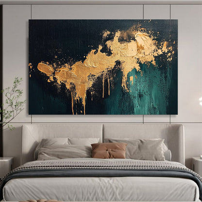 Gold - Accented Dark Abstract Art for Luxury Hotel Lobby & Upscale Home Bar SC259