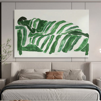 Green Zebra - Stripe Resting Figure Art for Avant - Garde Studio Lounges DLZ2611