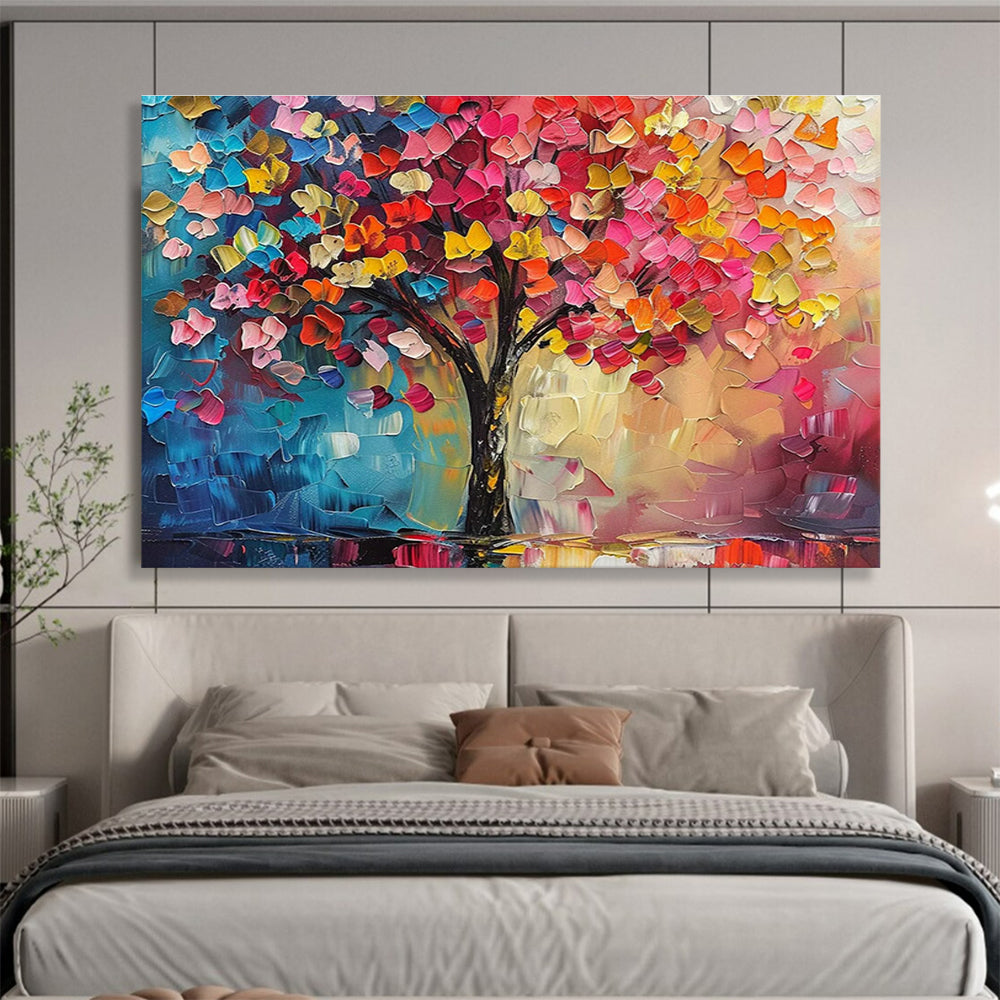 Colorful Tree Palette Knife Art for Art Gallery Featured Exhibits DLZ3242