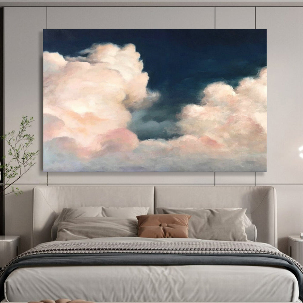Pink Cloud Oil Painting for Romantic Rooftop Café Decor DLZ2569