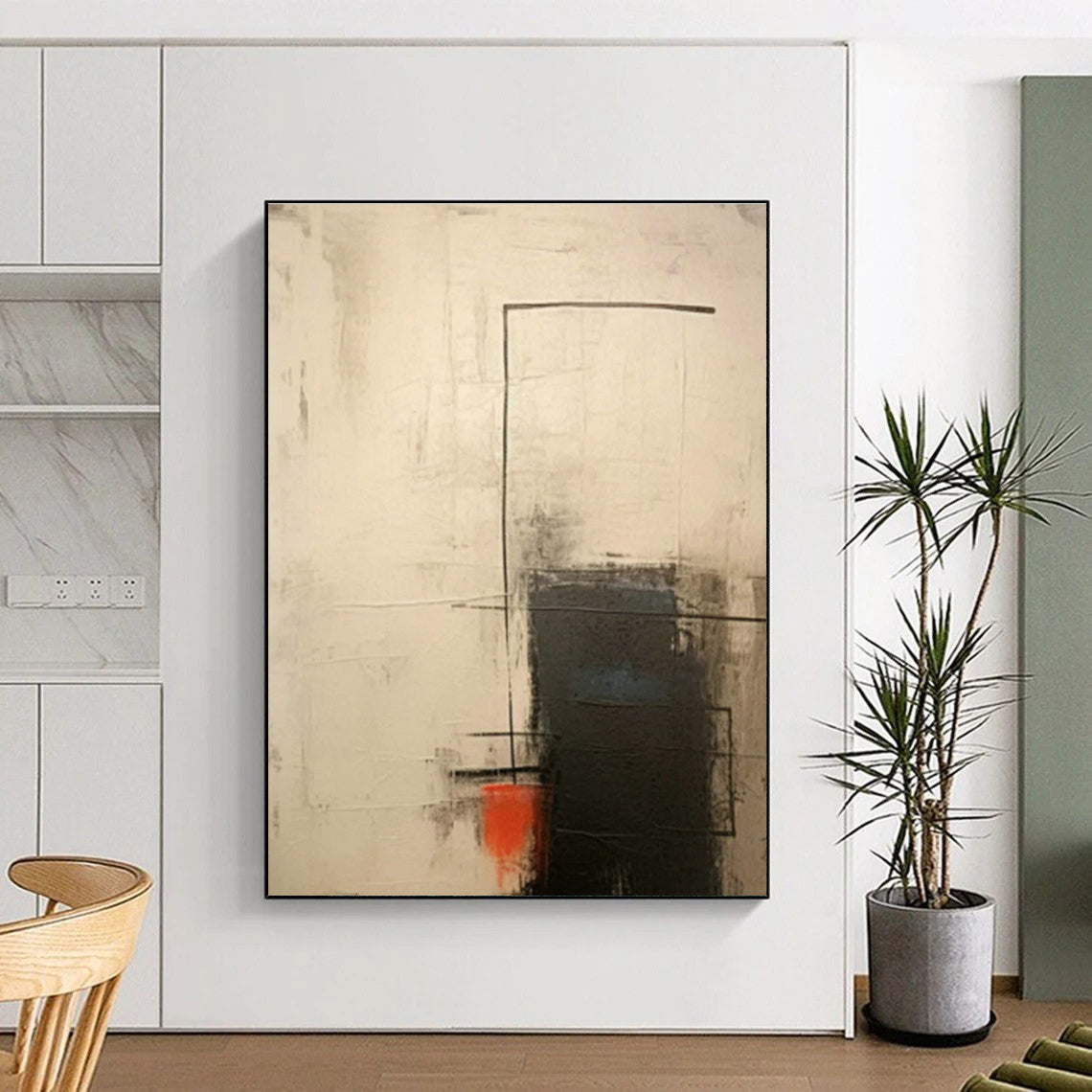 Red - Black Abstract Art for Urban Rooftop Bar & Edgy Home Gym DLZ0839