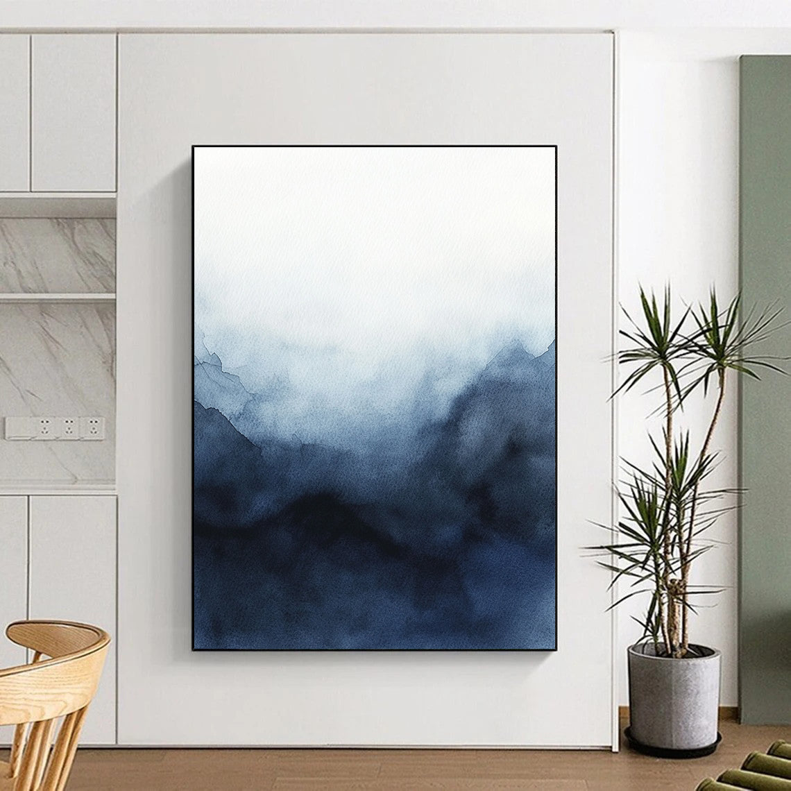 Blue Watercolor Mountain for Modern Bedroom & Yoga Studio STSC498
