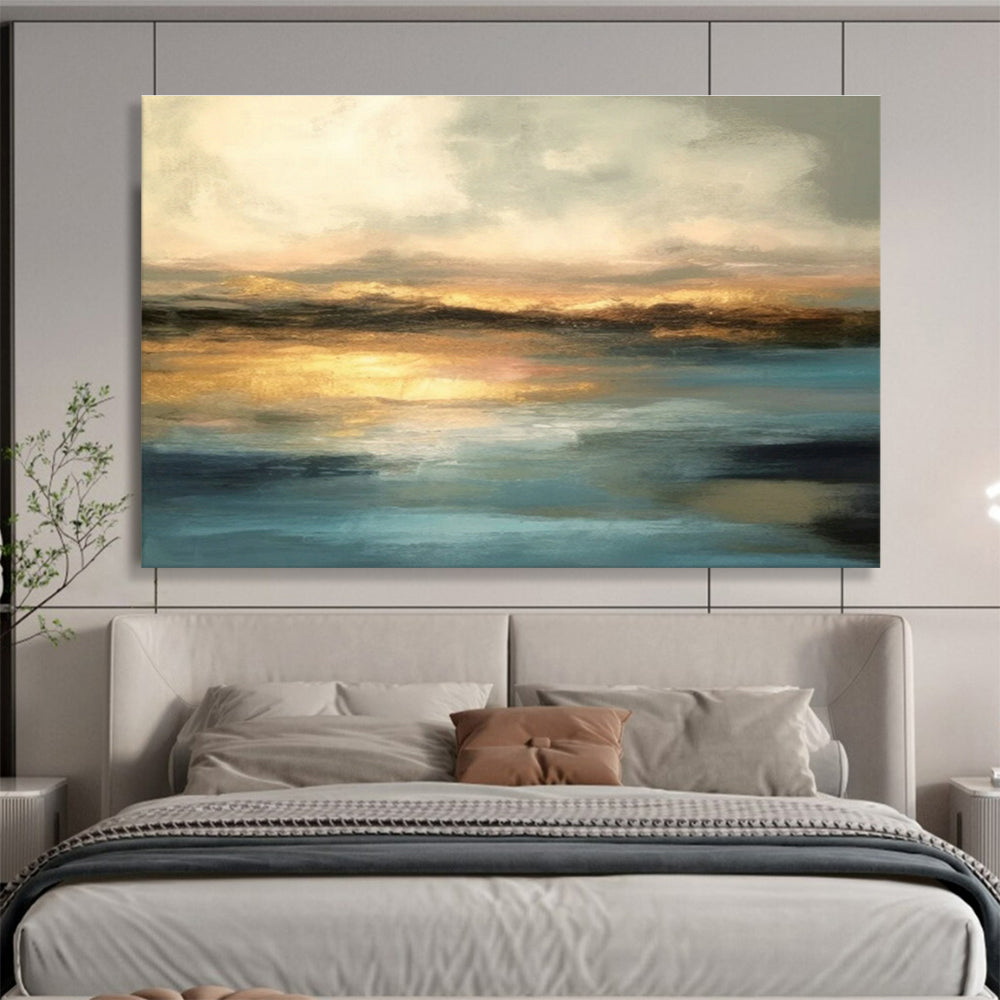 Warm - Toned Sunset Seaside Abstract Art for Cozy Bedroom DLZ2724