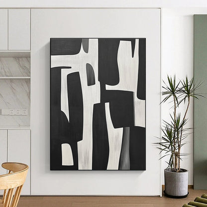 Black and White Geometric Abstract for Minimalist Office & Modern Entryway STSC328