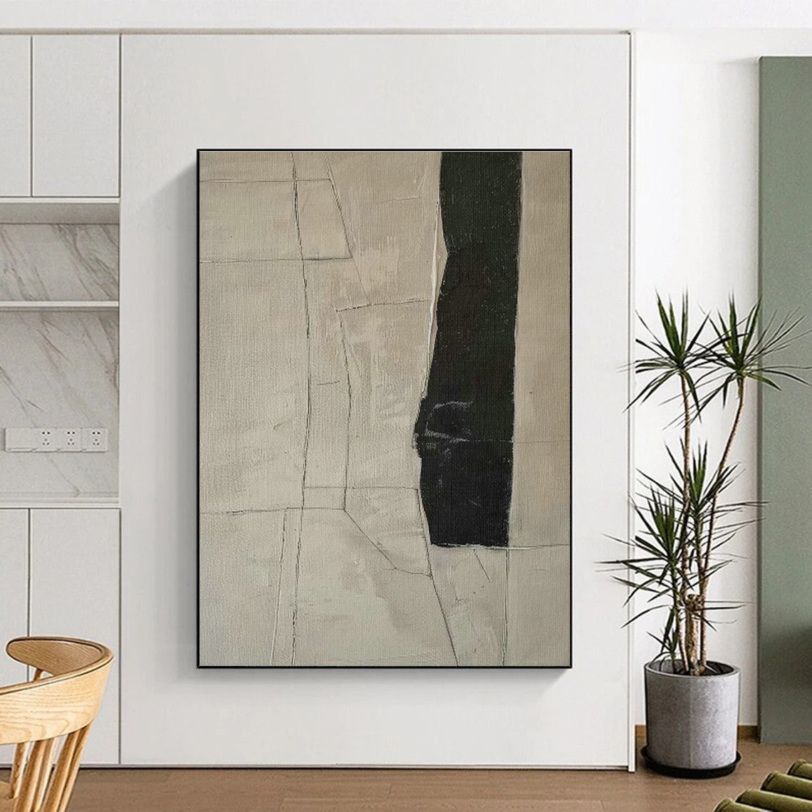 Grey - White Geometric Division Art for Office & Living Room DLZ0414