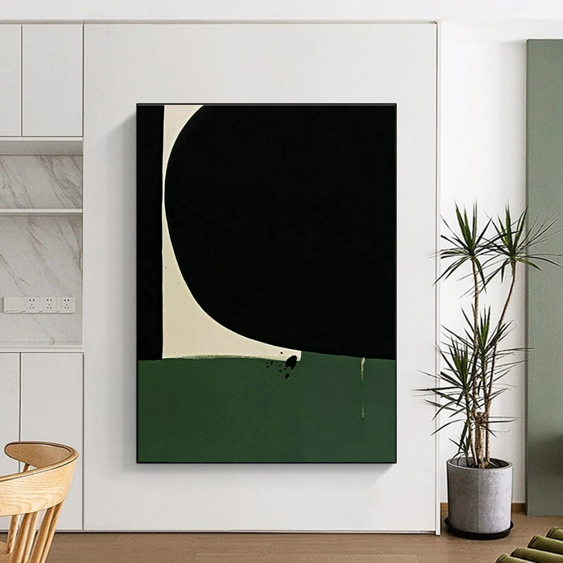 Black - Green Geometric Art for Modern Art Museum & Sophisticated Office Reception DLZ1496
