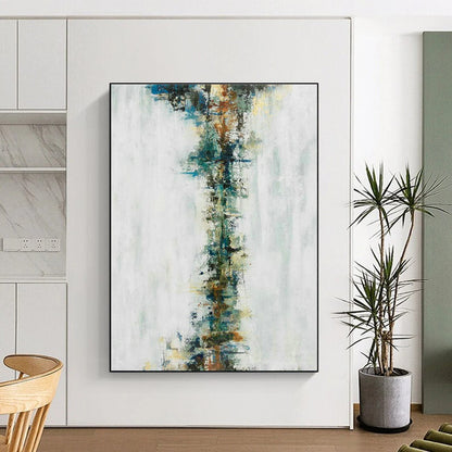 White - Blue - Green Abstract Art for Minimalist Home Entryway Walls DLZ0024