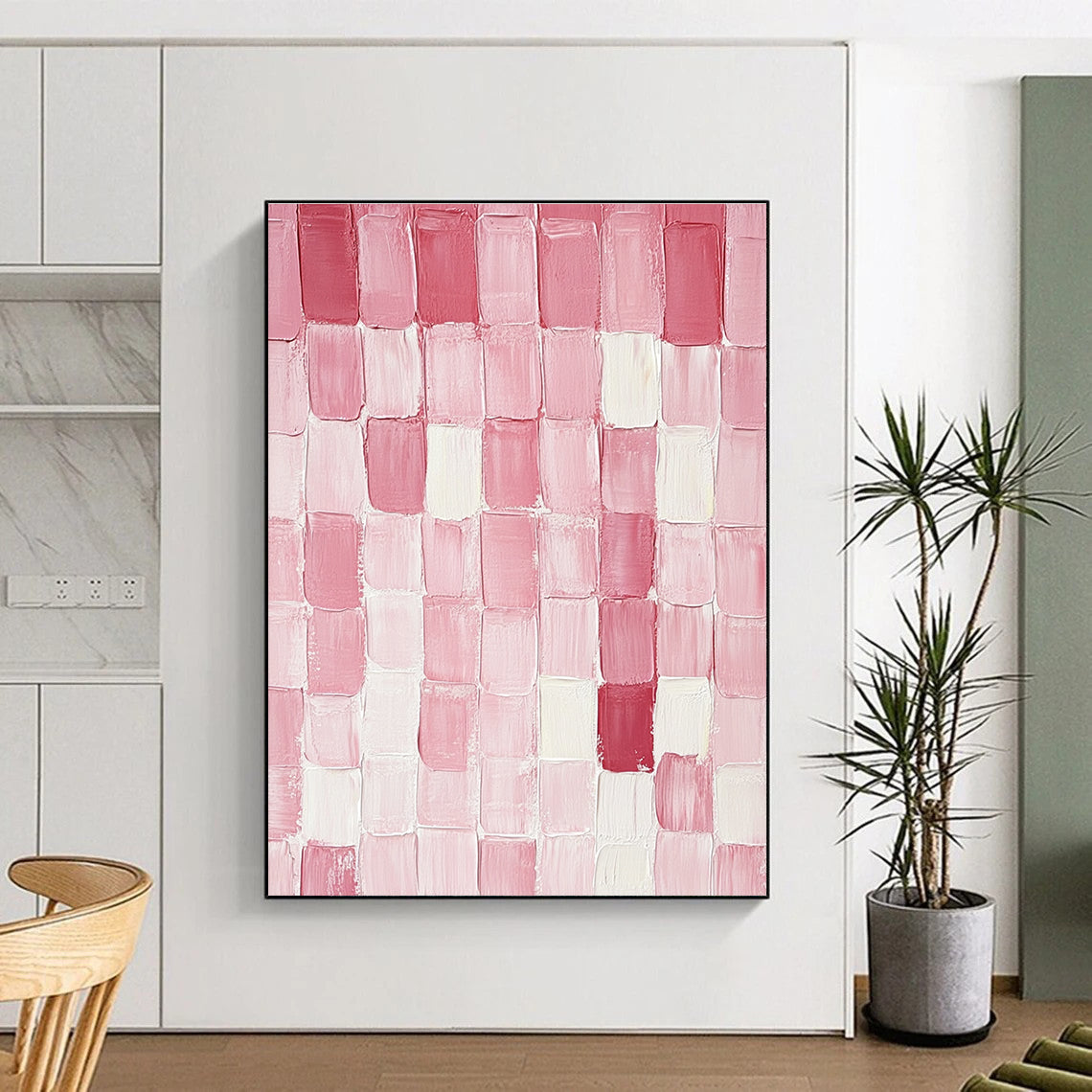 Pink Square Tiles Art for Girls' Boutique & Romantic Home Dressing Room STSC1411