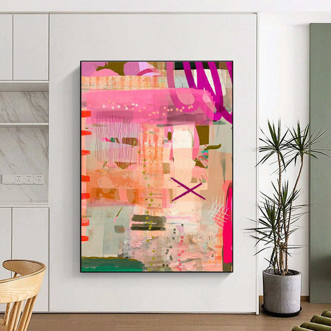 Pink - Purple Dynamic Abstract Art for Fashion Boutique Display Walls DLZ0082