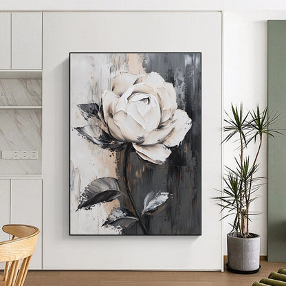 Textured White Rose on Gray for Romantic Bedroom & Luxury Hotel Suite STSC522