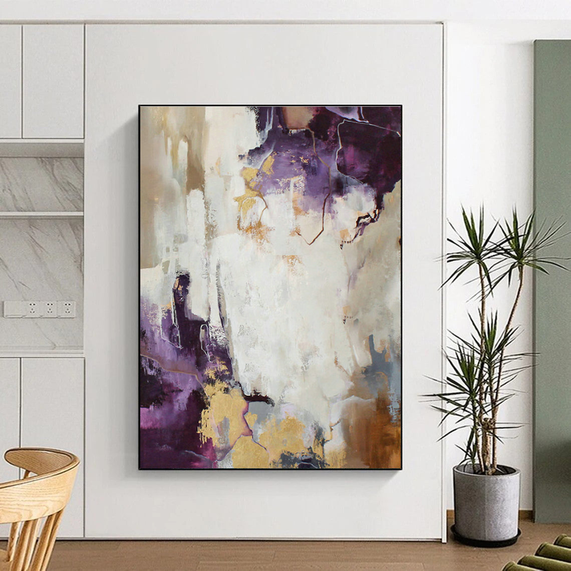 Luxe Purple - Gold Abstract Art for Bedroom & Living Room DLZ0398