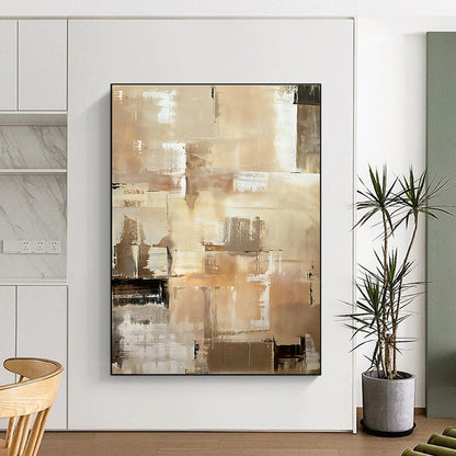 Brown - White Geometric Abstract Art for Modern Office Reception & Industrial - Chic Café DLZ0991
