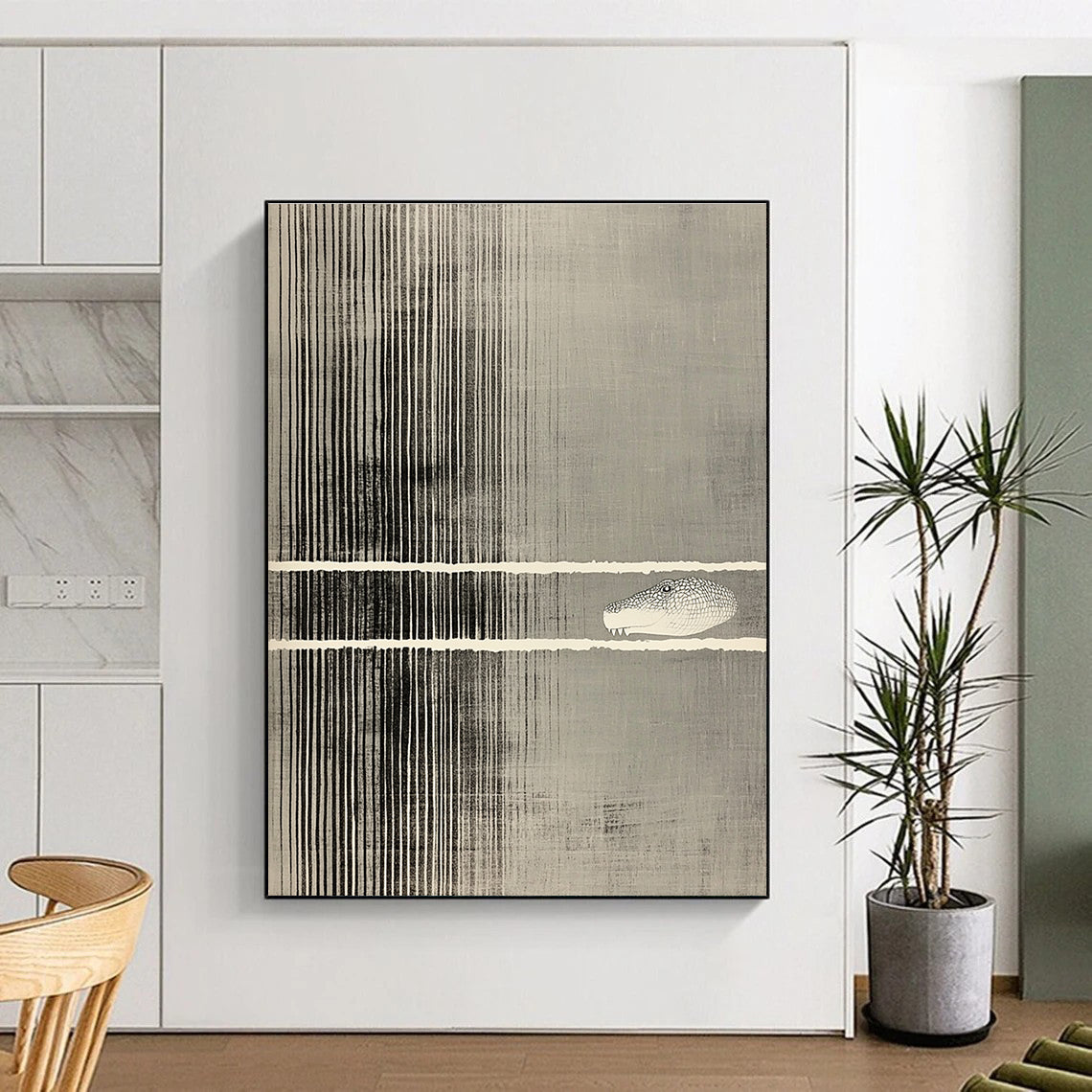Alligator in Stripes for Eclectic Home & Nature - Themed Bar STSC1183