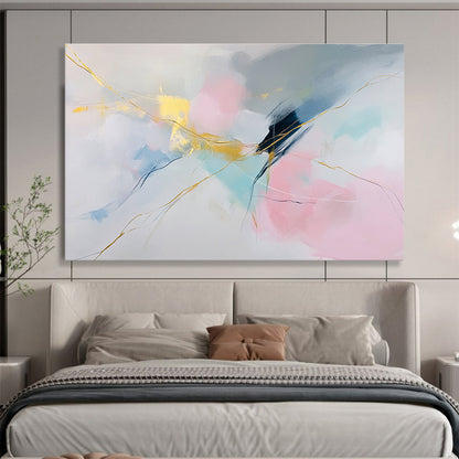 Pastel Abstract with Gold Lines Art for Feminine Boutique & Luxury Spa Lounge SC282