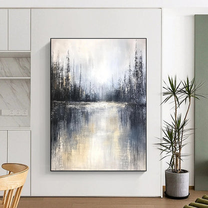 Grayish Forest Lake Art for Bedroom & Spa STSC083