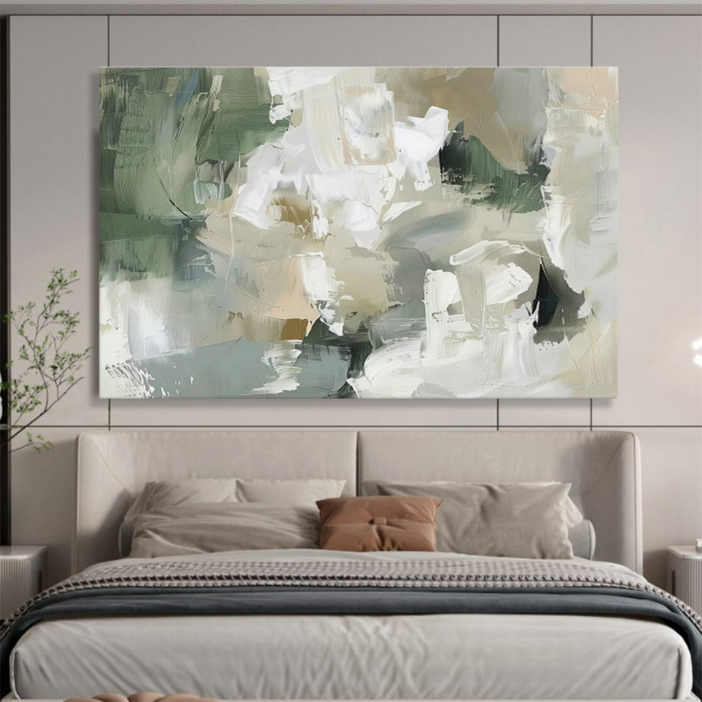 Green - White Abstract Art for Nature - Inspired Restaurant Interiors DLZ2619