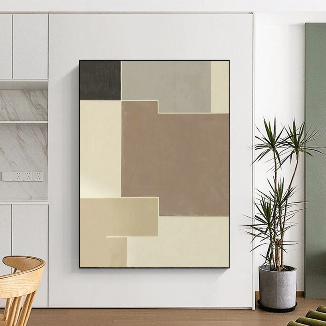 Brown - Grey Geometric Abstract Art for Living Room & Bedroom DLZ0514