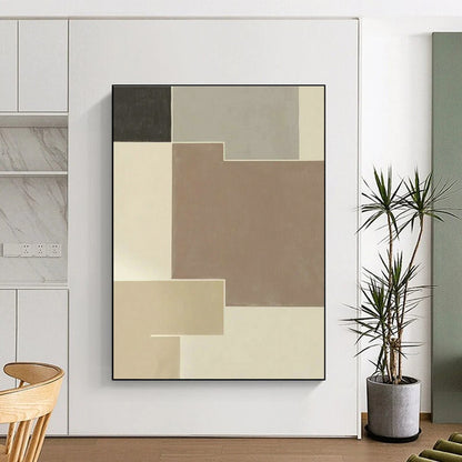 Brown - Grey Geometric Abstract Art for Living Room & Bedroom DLZ0514