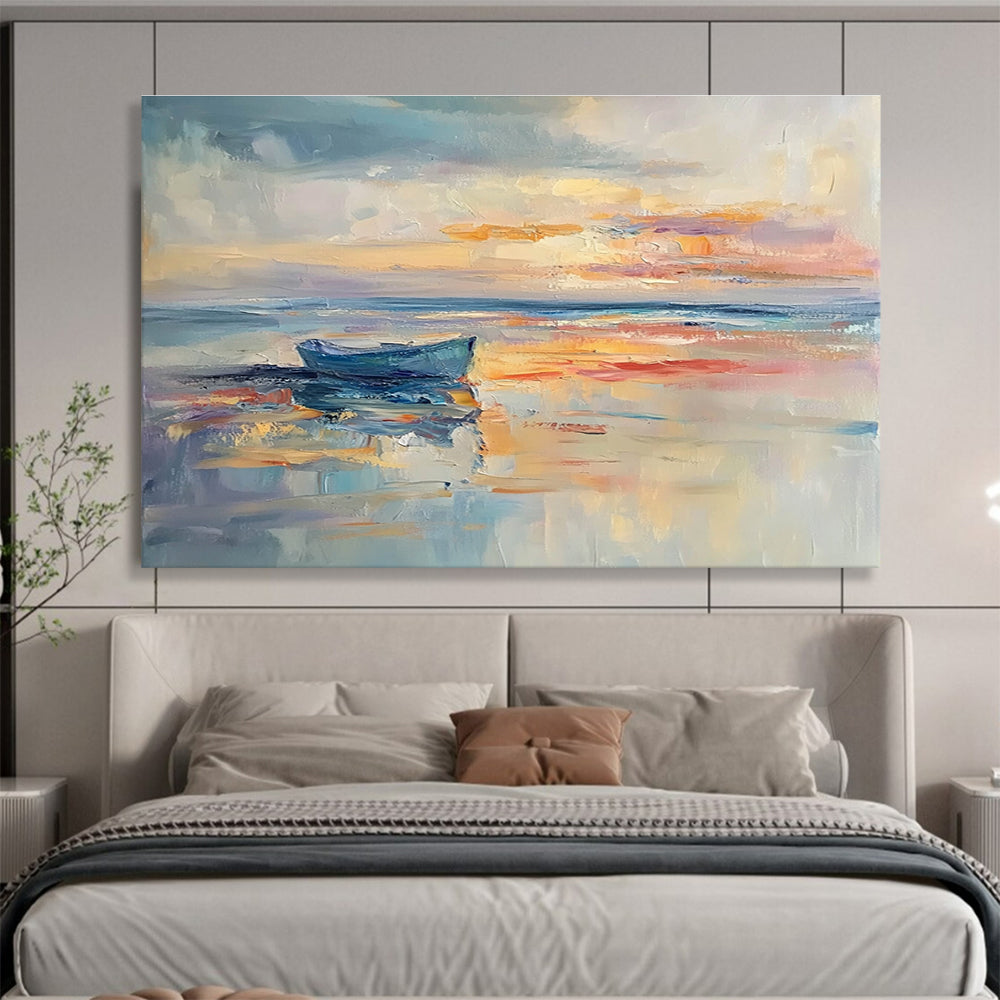 Boat on Calm Sea Art for Seaside Bed and Breakfast & Travel - Lover’s Study SC133