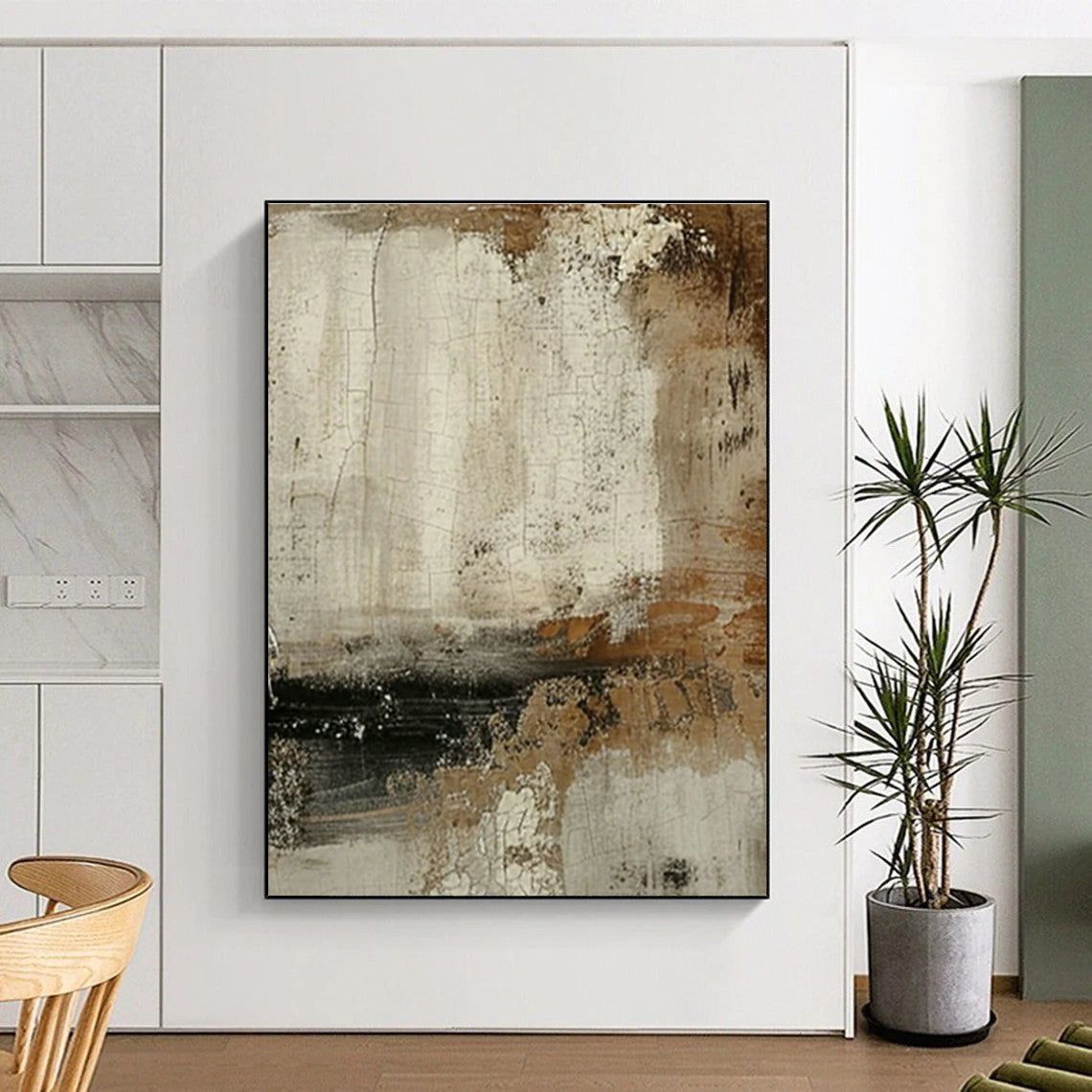 Crackled Neutral Abstract for Bohemian Art Gallery Café & Vintage - Inspired Home Office DLZ0873