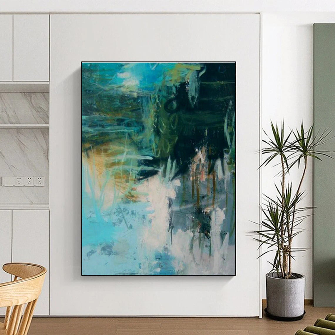 Blue - Green Abstract Art for Modern Home Studio & Creative Café Pop - Up Corners DLZ0296