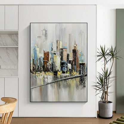 Impressionistic Cityscape Art for Urban Loft Living Room & Art - Themed Café DLZ2151