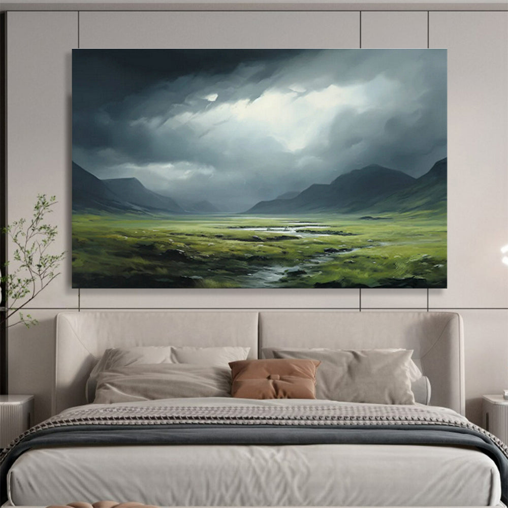 Mountain Landscape Oil Painting for Rustic Cabin Bedrooms DLZ2554
