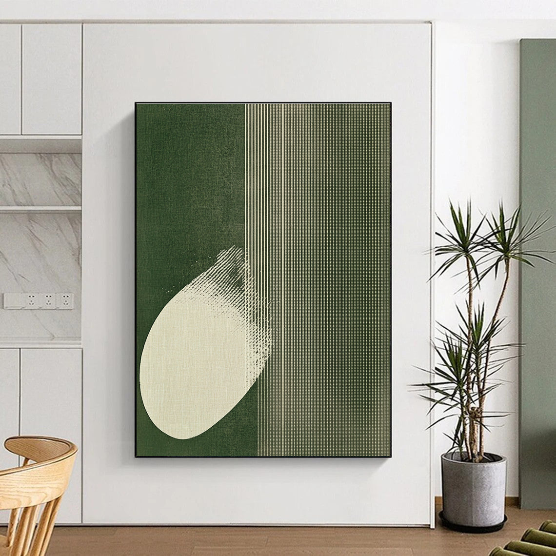 Abstract Green and White Art for Minimalist Home Office & Modern Art Studio STSC1037