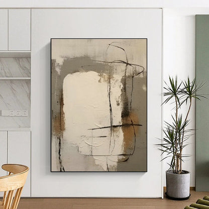 Neutral Line Abstract Art for Modern Art Studio & Monochrome Bedroom DLZ0859