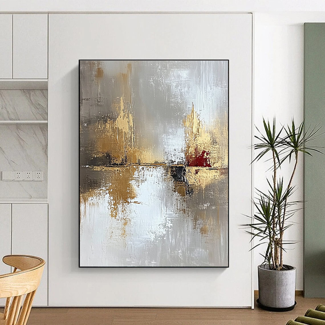 Grey and Gold River Abstract for Luxury Spa Lounge & Sophisticated Home Library STSC402