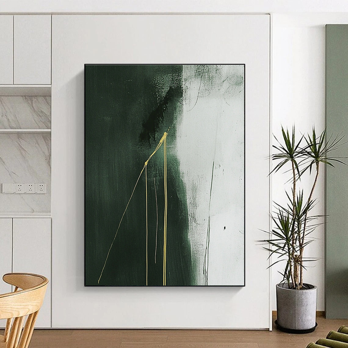 Dark Green with Gold Streaks for Sophisticated Dining Room & Art Gallery Lounge STSC1241