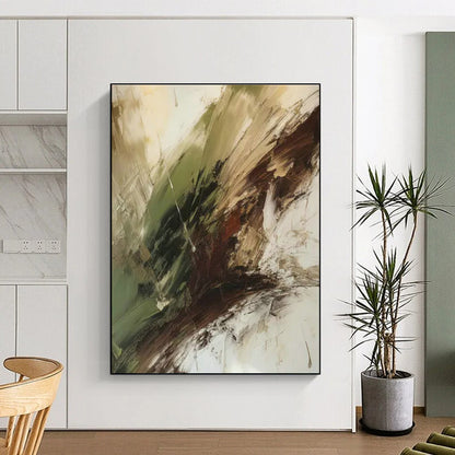Green - Brown Abstract Art for Rustic Home Cabin & Eco - Friendly Art Space DLZ1708