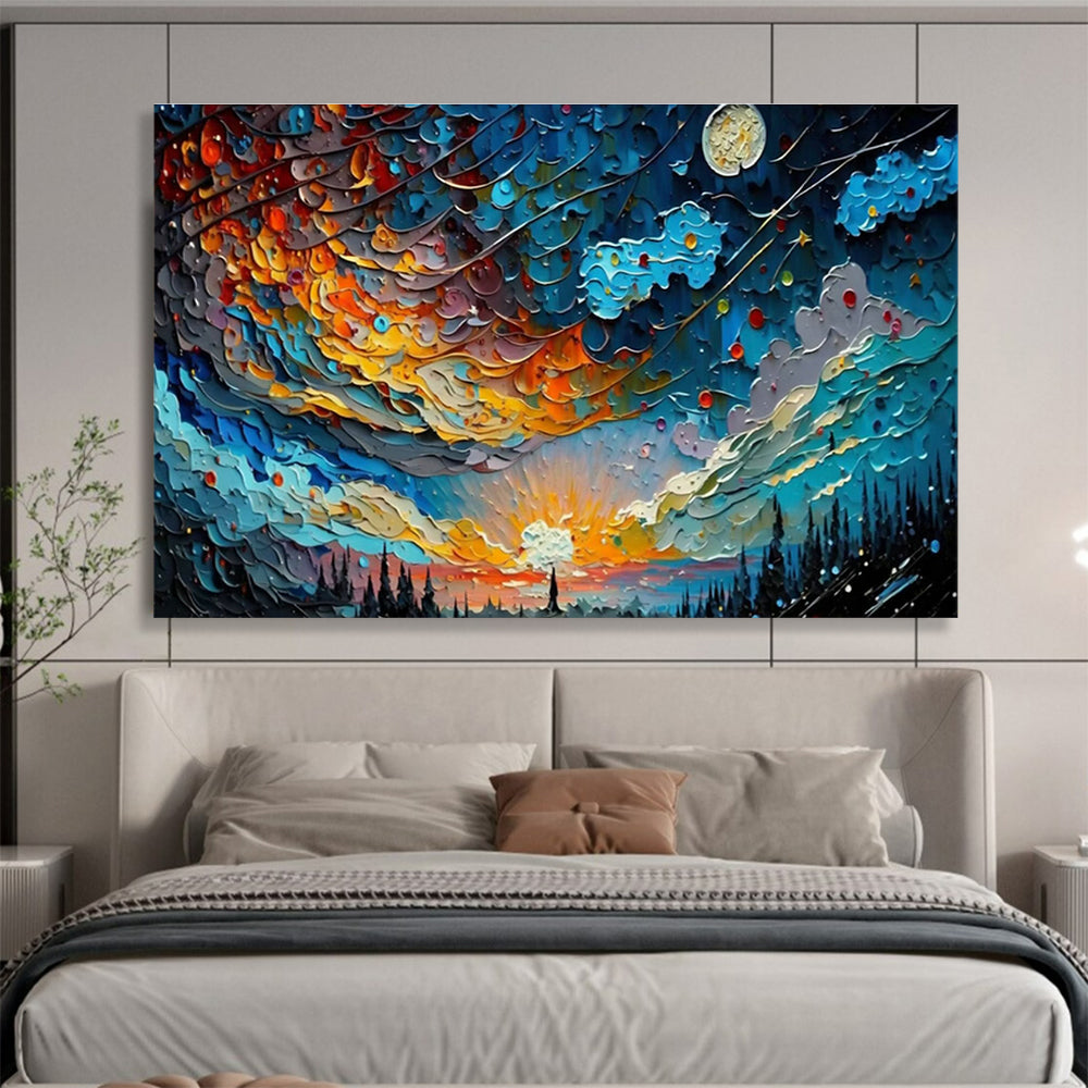 Colorful Starry Sky Art for Bohemian - Style Rooftop Lounge Spaces DLZ3262