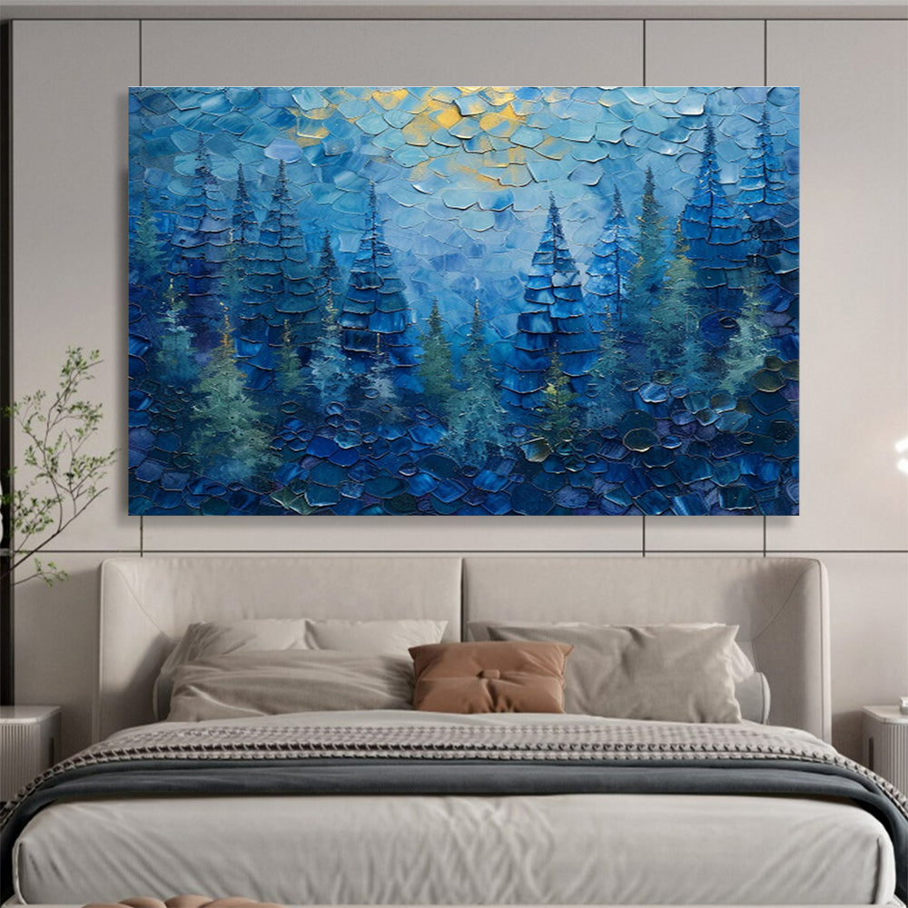 Mosaic - Style Blue Forest Art for Whimsical Kids’ Playroom DLZ3056