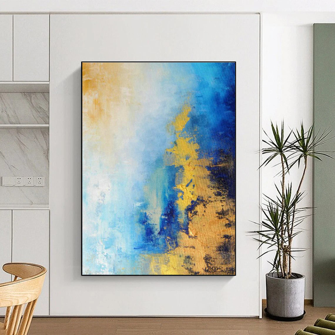 Blue - Yellow Abstract Art for Modern Home Office Creative Corners DLZ0017