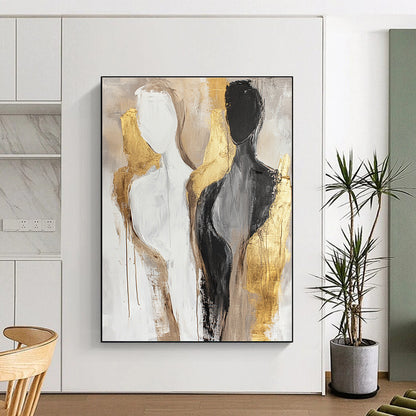 Abstract Human Forms in Neutrals for Scandinavian - Style Bedroom & Contemporary Art Gallery STSC441