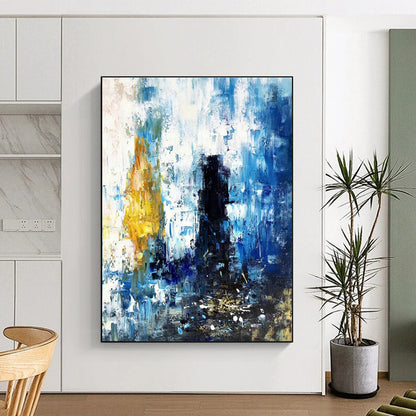 Blue - White - Yellow Abstract Art for Seaside Villa & City Café DLZ0573