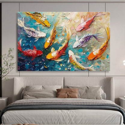 Textured Koi Fish Art for Prosperity - Themed Asian Restaurants DLZ3089