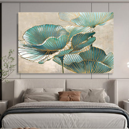 Blue - and - Gold Floral Pattern Art for Elegant Bathroom DLZ2812