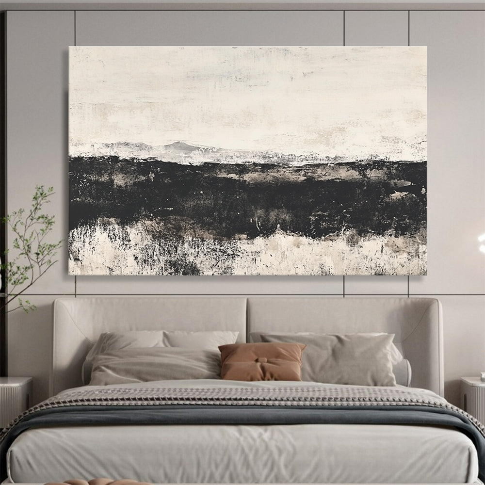 Abstract Monochrome Horizon Art for Spiritual Retreat & Minimalist Bedroom SC014