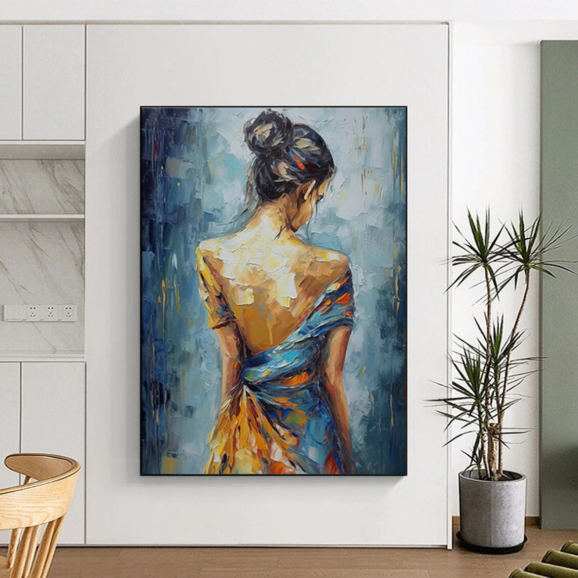 Woman’s Back View Oil Painting for Bohemian Bedroom & Artistic Fashion Studio DLZ1551