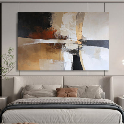 Beige - Toned Abstract with Drips Art for Neutral - Toned Hotel Suite & Classic Library SC328