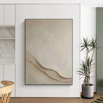 Beige Textured Abstract Art for Minimalist Bedroom & Wellness Retreat DLZ1996