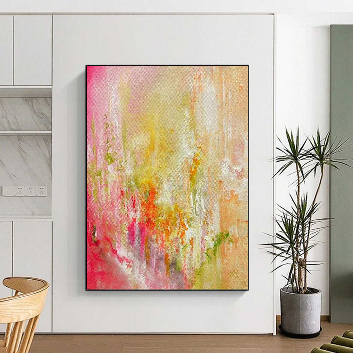 Pink - Yellow Abstract Art for Home Nursery Play Zones DLZ0055