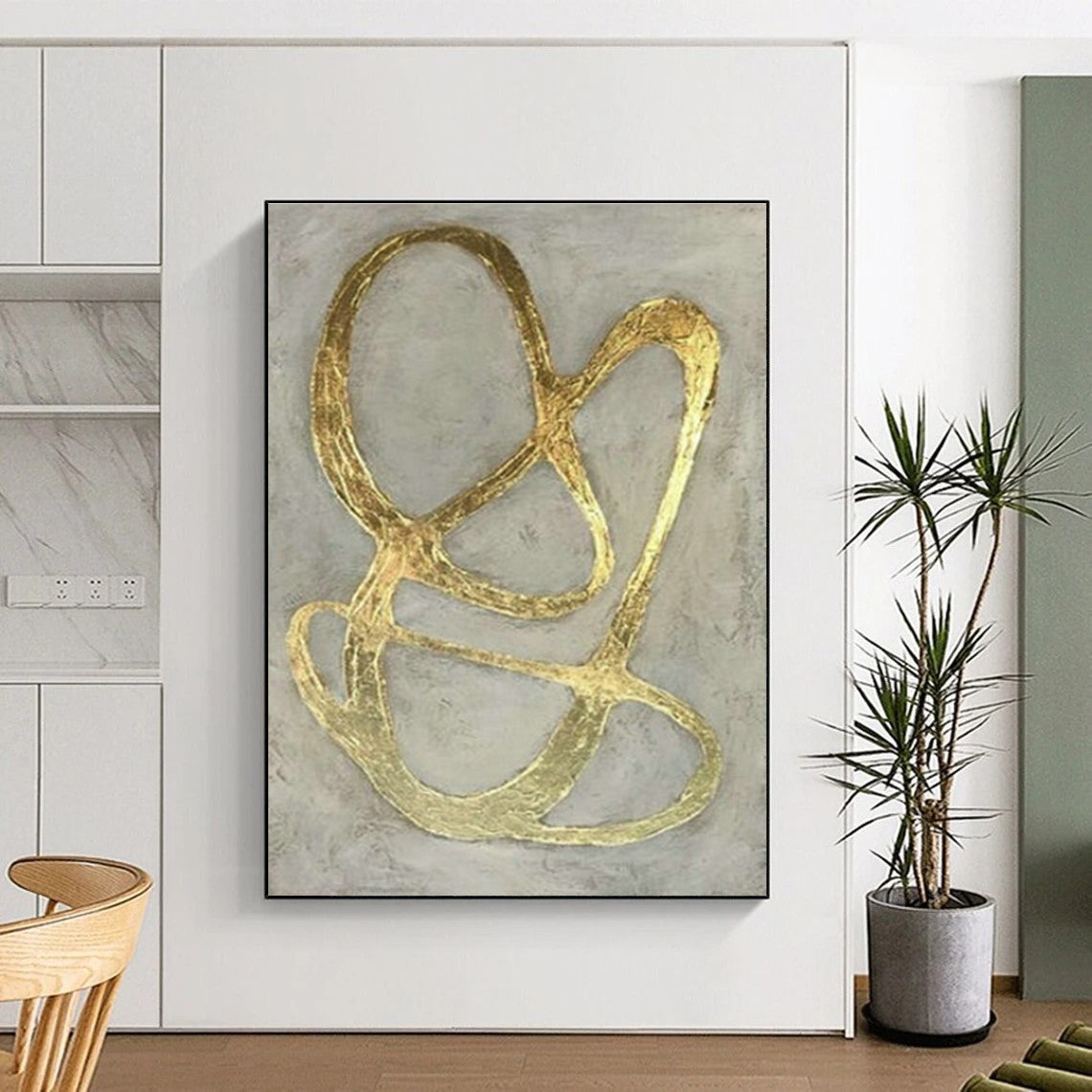 Modern Black - White Abstract Art for Hotel Lobby & Home Library DLZ2001
