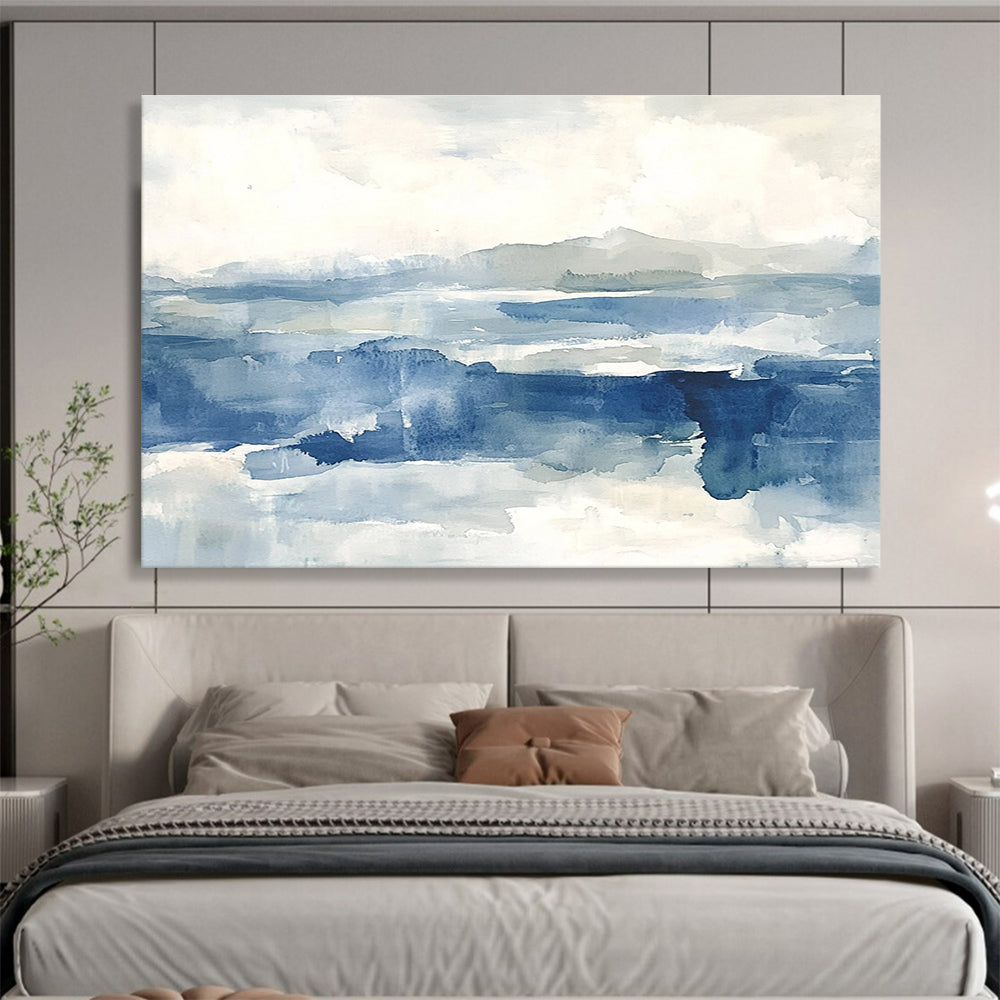 Blue - Toned Abstract Landscape Art for Coastal Home Office & Relaxing Beach House SC289