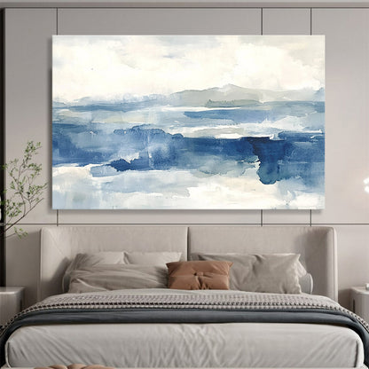Blue - Toned Abstract Landscape Art for Coastal Home Office & Relaxing Beach House SC289