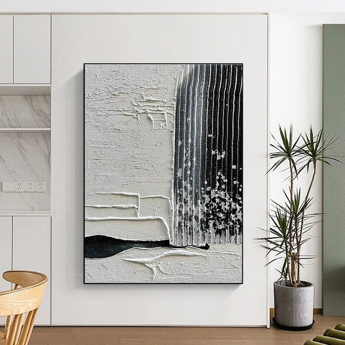 Grey - White Textured Abstract Art for Office & Living Room DLZ0436