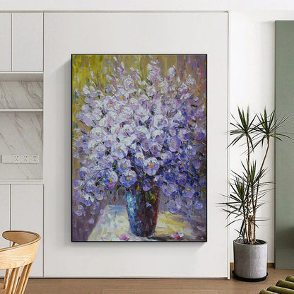 Realistic Purple Flower Oil Painting for Elegant Dining Room & Floral - Themed Spa DLZ1353