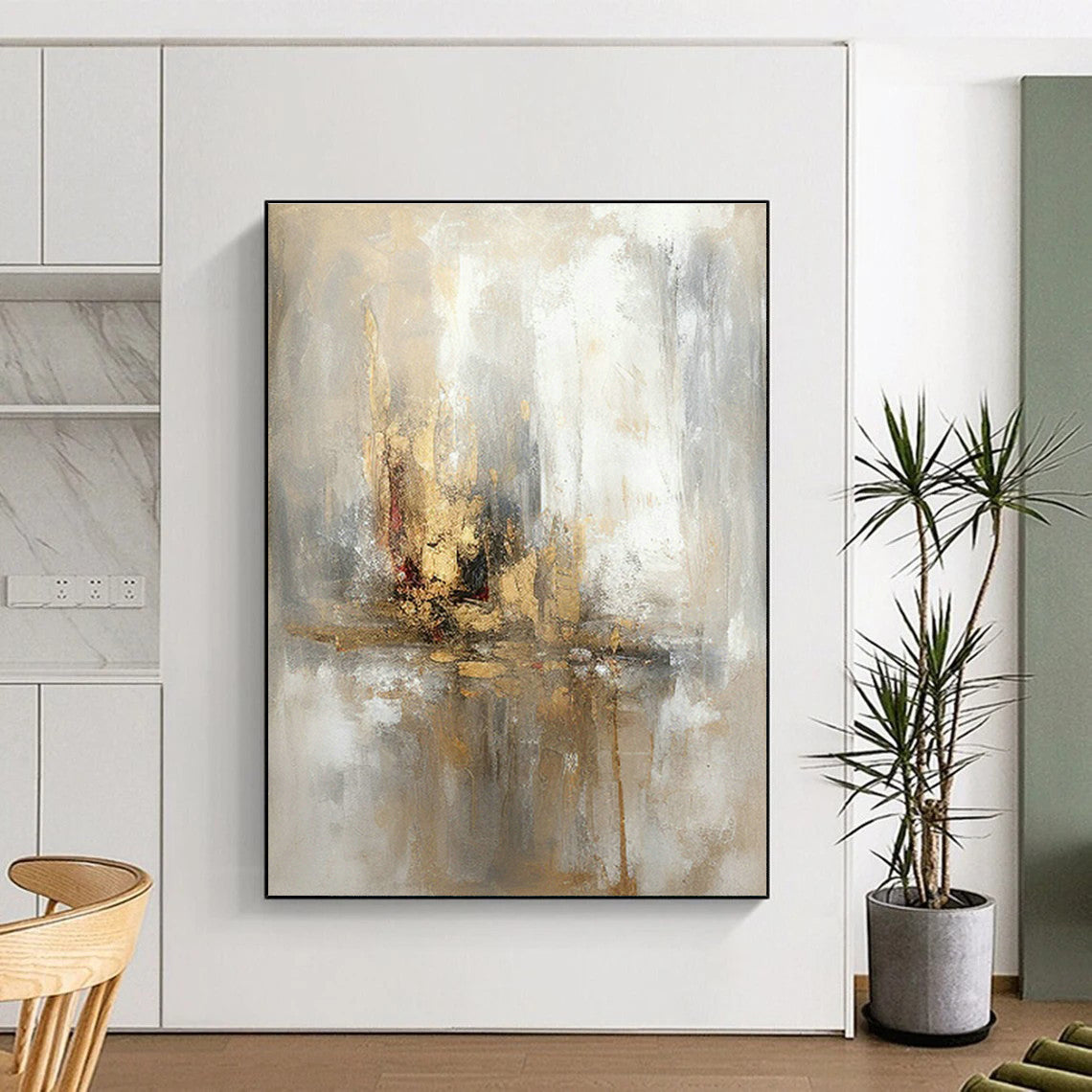 Gold - Gray Abstract for Luxury Hotel Ballroom & Glamorous Home Dining Room DLZ0894